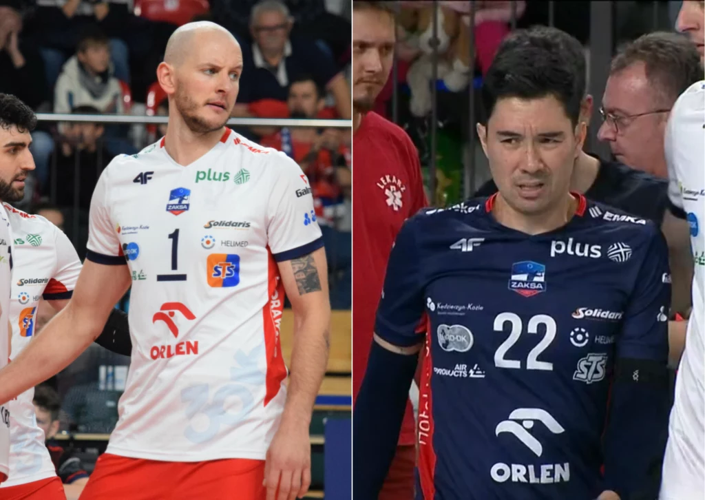 Erik Shoji (z prawej) doznał kontuzji w czasie meczu ZAKS-y z GKS-em Katowice. Bartosz Kurek pomógł drużynie podnieść się po przegranym secie Erik Shoji (z prawej) doznał kontuzji w czasie meczu ZAKS-y z GKS-em Katowice. Bartosz Kurek pomógł drużynie podnieść się po przegranym secie