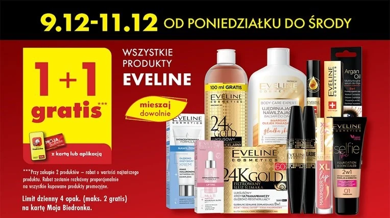Wszystkie produkty Eveline 1+1 gratis! 
