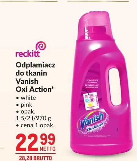 Vanish Oxi Action Odplamiacz do tkanin w płynie 2 l