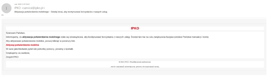 PKO BP pokazało, jak wygląda wiadomość od oszustów PKO BP pokazało, jak wygląda wiadomość od oszustów