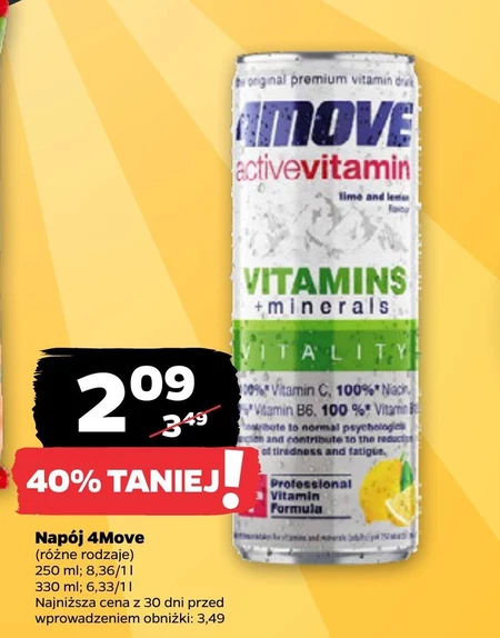 4Move Active Vitamin Gazowany napój smak limonki i cytryny 330 ml