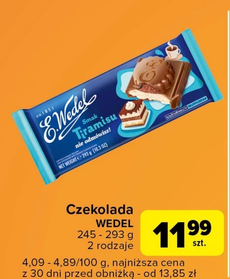 E. Wedel Czekolada mleczna o smaku tiramisu 293 g 