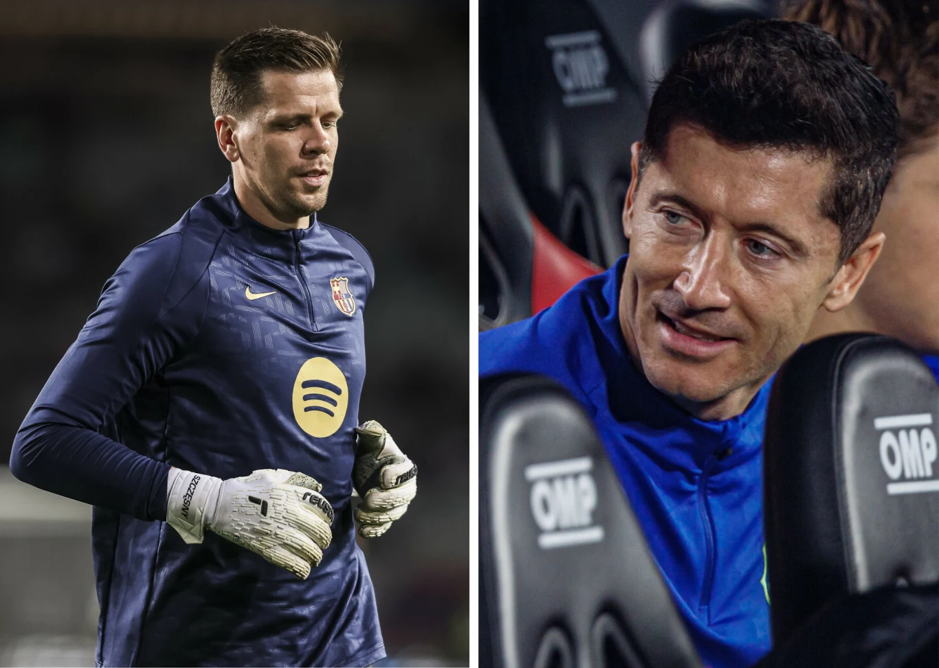 FC Barcelona. Na zdjęciu Wojciech Szczęsny i Robert Lewandowski