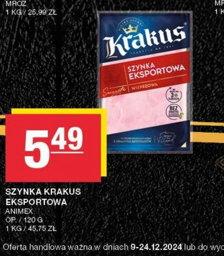 Krakus Szynka eksportowa wieprzowa 120 g