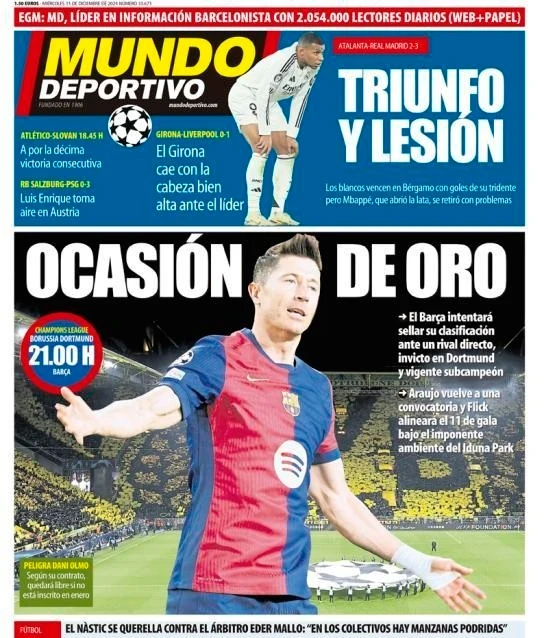 Okładka Mundo Deportivo przed meczem Borussia Dortmund - FC Barcelona Okładka Mundo Deportivo przed meczem Borussia Dortmund - FC Barcelona