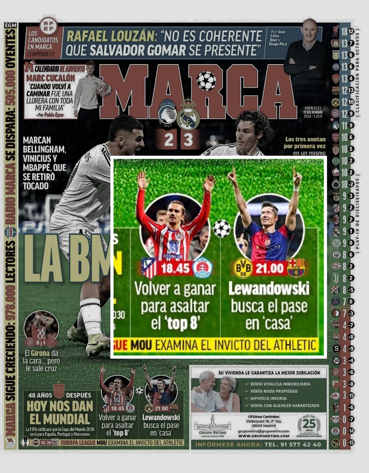 Marca żyje meczem Realu Madryt, ale także środowy mecz "promuje" Robertem Lewandowskim Marca żyje meczem Realu Madryt, ale także środowy mecz "promuje" Robertem Lewandowskim