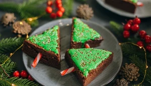 Potrójnie czekoladowe brownie w kształcie choinek. Ciastka idealne na święta