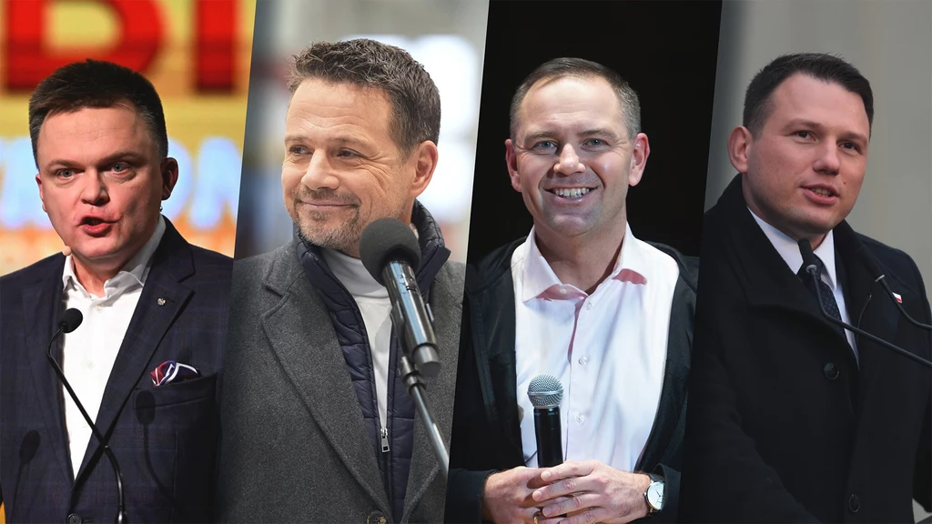 Na zdjęciu kandydaci na prezydenta: Szymon Hołownia, Rafał Trzaskowski, Karol Nawrocki, Sławomir Mentzen Na zdjęciu kandydaci na prezydenta: Szymon Hołownia, Rafał Trzaskowski, Karol Nawrocki, Sławomir Mentzen