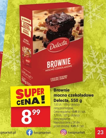Delecta Brownie mocno czekoladowe mieszanka do wypieku ciasta 550 g