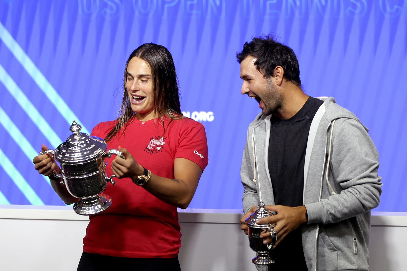 Aryna Sabalenka i trener Anton Dubrow