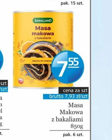 Bakalland Masa makowa z bakaliami 850 g 