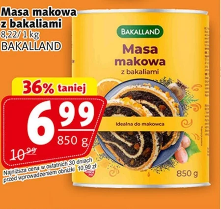 Bakalland Masa makowa z bakaliami 850 g 