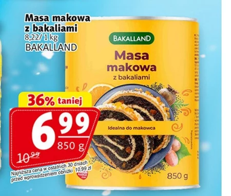 Bakalland Masa makowa z bakaliami 850 g 