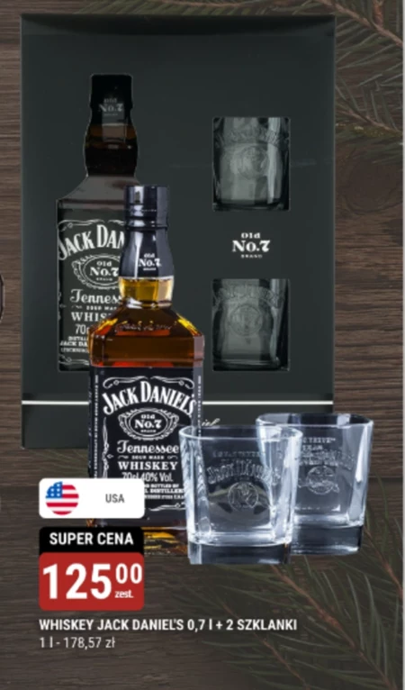 Jack Daniel's Whiskey 700 ml + 2 szklanki