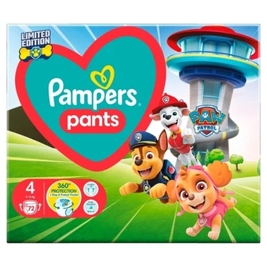 Pampers Baby-Dry Nappy Pants Pieluchomajtki edycja Psi Patrol rozmiar 4, 72 pieluszek, 9kg-15kg - 1