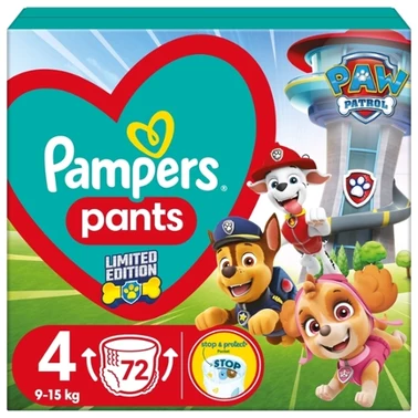 Pampers Baby-Dry Nappy Pants Pieluchomajtki edycja Psi Patrol rozmiar 4, 72 pieluszek, 9kg-15kg - 0