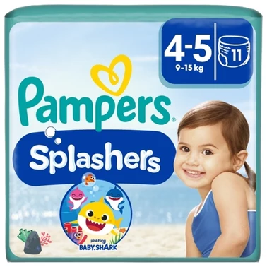 Pampers Splashers Baby Shark Pieluchomajtki do pływania, rozmiar 4, 9-15kg, 11szt - 1