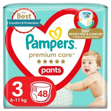 Pampers Premium Care Pieluchomajtki, rozmiar 3, 48 pieluszek, 6kg-11kg - 0