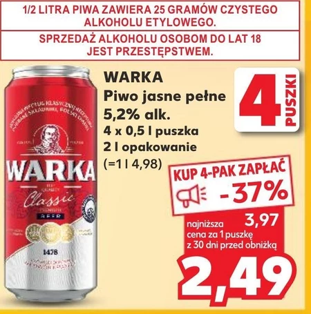 Warka Classic Piwo jasne 500 ml