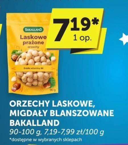 Bakalland Orzechy laskowe blanszowane prażone 90 g