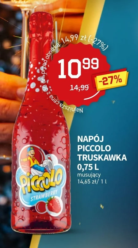 Piccolo Napój bezalkoholowy gazowany o smaku truskawkowym 750 ml