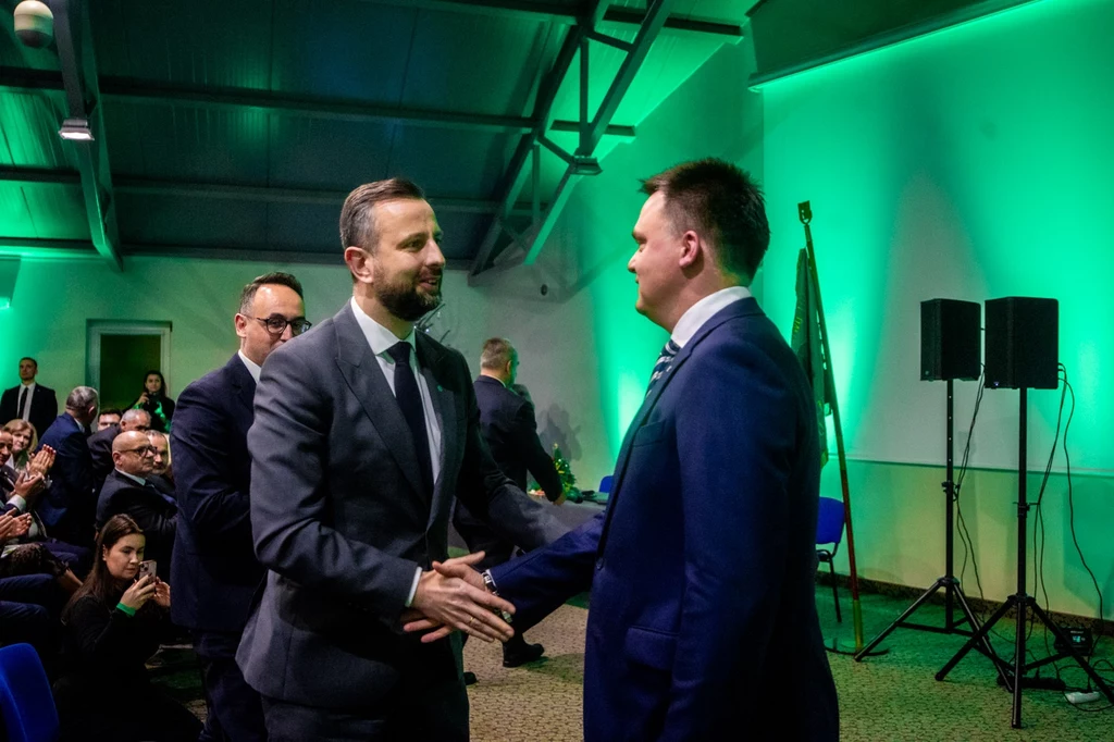 Władysław Kosianiak-Kamysz i Szymon Hołownia na spotkaniu z Radą Naczelną PSL