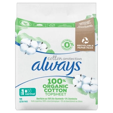 Always Cotton Protection Ultra Normal Podpaski ze skrzydełkami, x11 - 1