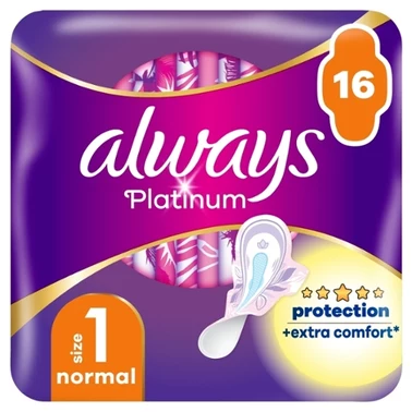 Always Platinum Podpaski ze skrzydełkami Normal, 16 sztuk - 0