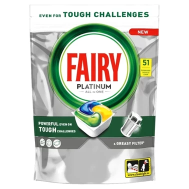 Fairy Platinum Cytryna Kapsułki do zmywarki All In One, 51 tabletek - 1