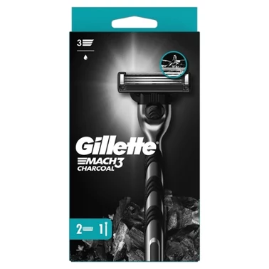 Gillette Mach3 Charcoal Maszynka do golenia dla mężczyzn, 1 maszynka Gillette, 2 ostrza wymienne - 1