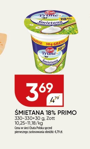 Zott Primo Śmietana 18 % 330 g niska cena