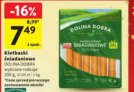 Dolina Dobra Śląskie kiełbaski śniadaniowe 100 % mięsa 200 g