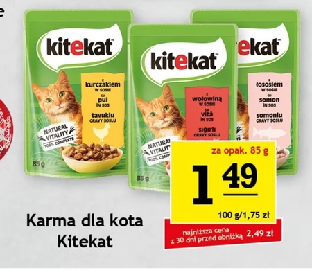 Kitekat Mokra karma dla dorosłych kotów z łososiem w sosie 85 g