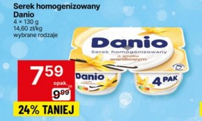 Danio Serek homogenizowany o smaku ciasteczkowym 520 g (4 x 130 g) niska cena