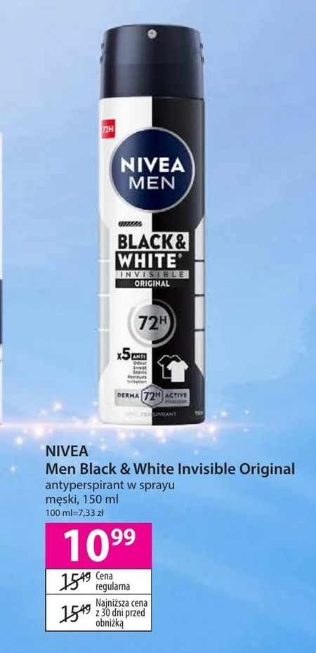 Nivea MEN Black&White Invisible Original Antyperspirant Spray 150 ml