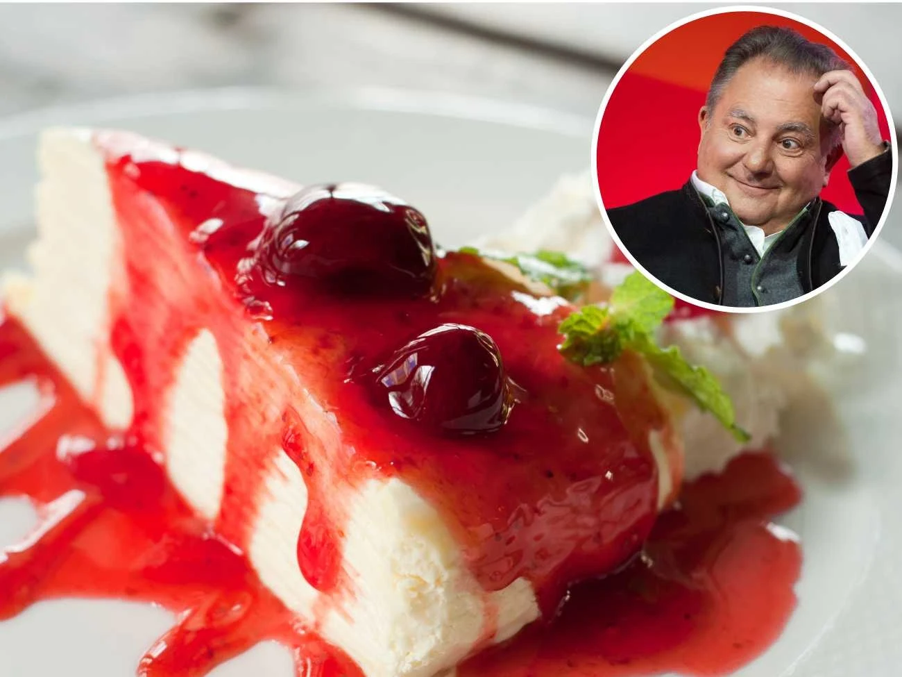 Sernik z wiśniowym musem Roberta Makłowicza jest niezwykle puszysty. Sernik z wiśniowym musem Roberta Makłowicza jest niezwykle puszysty.