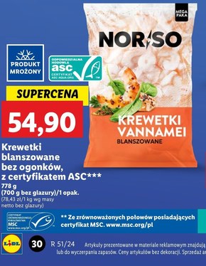 Blanszowane krewetki Norso niska cena