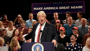 Alec Baldwin jako Donald Trump w programie satyrycznym "Saturday Night Live" 