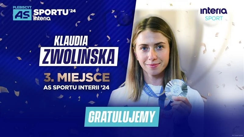"As Sportu 2024". Klaudia Zwolińska zdobywczynią trzeciego miejsca w plebiscycie "As Sportu 2024". Klaudia Zwolińska zdobywczynią trzeciego miejsca w plebiscycie