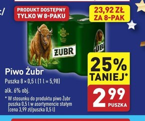 Żubr Piwo jasne 3 l (6 x 0,5 l) niska cena