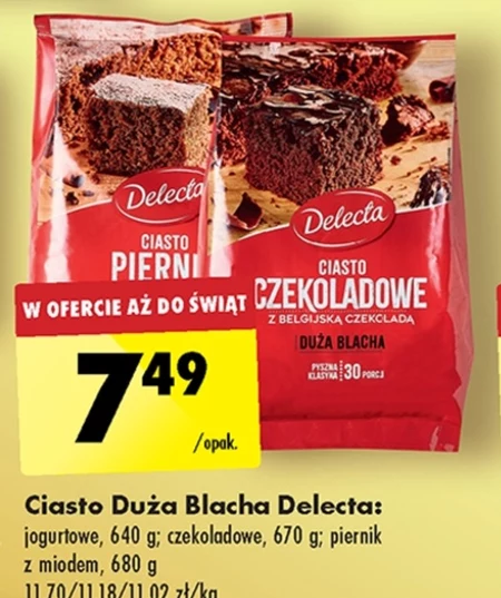 Delecta Duża Blacha Ciasto czekoladowe z belgijską czekoladą mieszanka do przygotowania ciasta 670 g