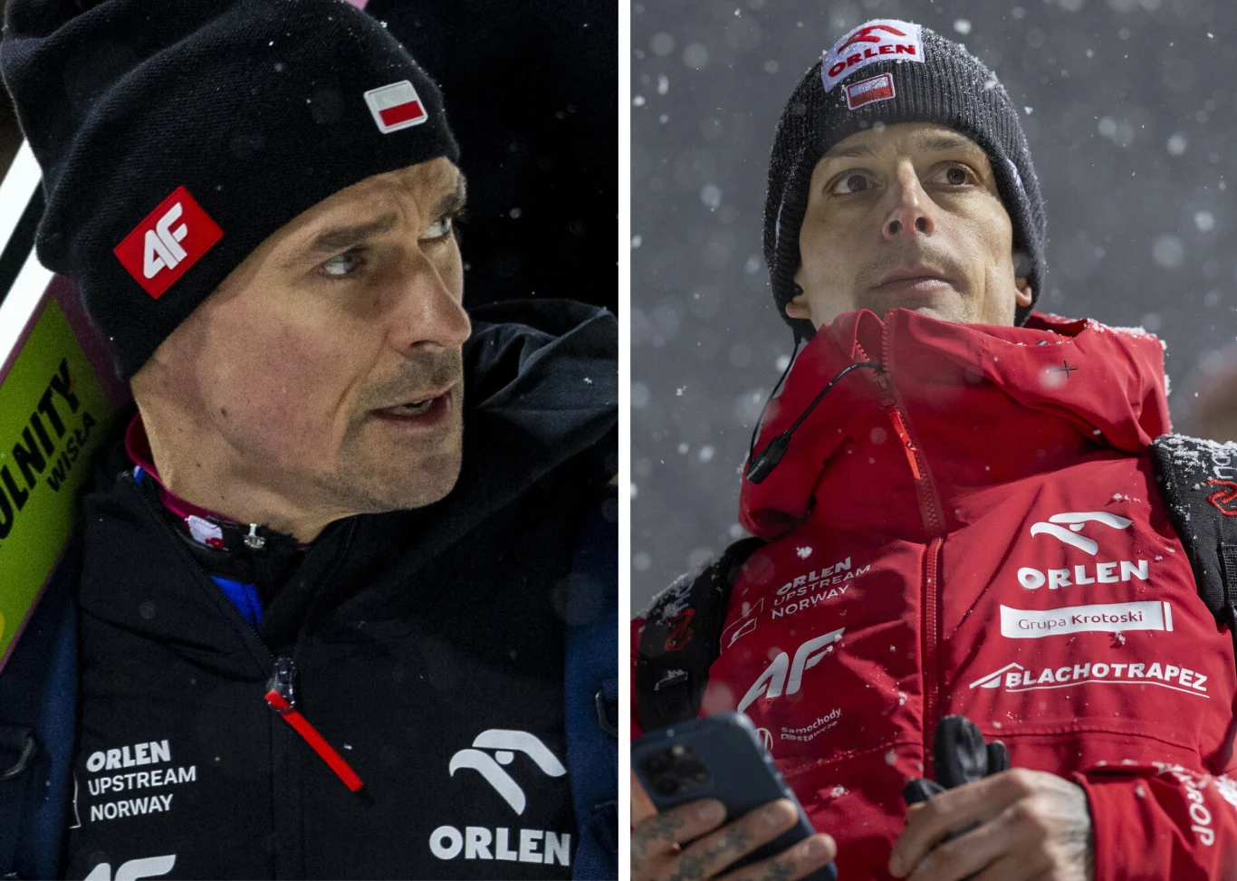 Skoki narciarskie. Na zdjęciu polski skoczek Piotr Żyła oraz trener Thomas Thurnbichler Skoki narciarskie. Na zdjęciu polski skoczek Piotr Żyła oraz trener Thomas Thurnbichler