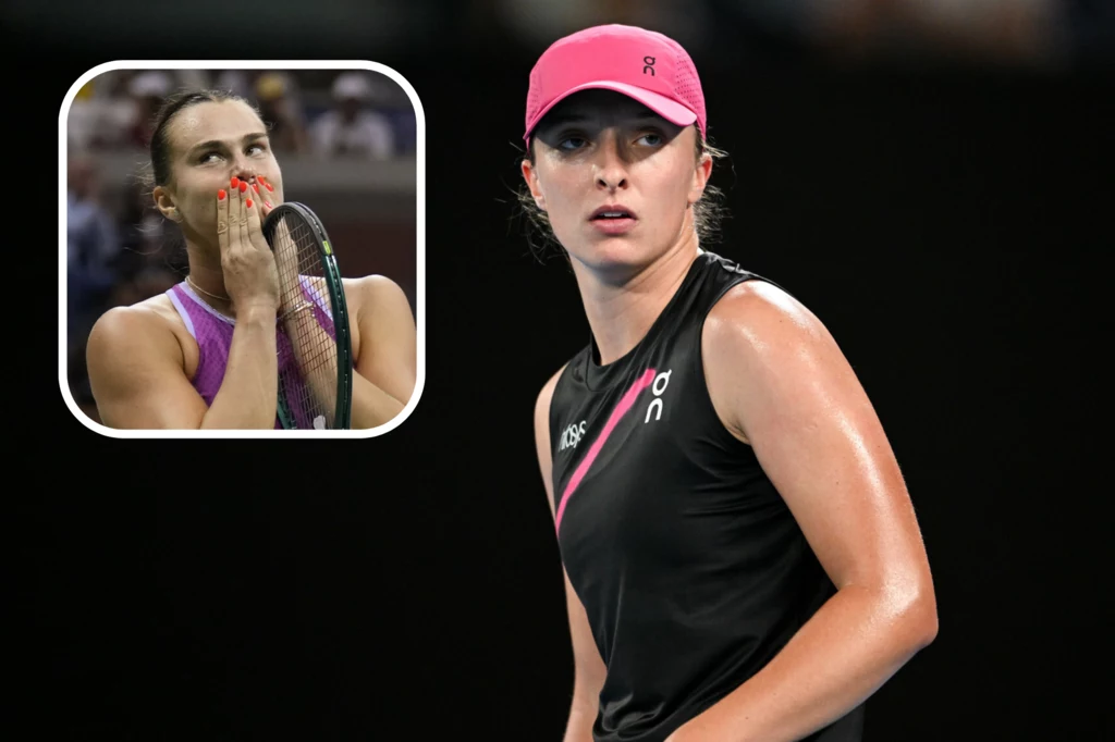 Tenis. Na zdjęciu liderka rankingu WTA Aryna Sabalenka oraz druga obecnie rakieta świata - Iga Świątek Tenis. Na zdjęciu liderka rankingu WTA Aryna Sabalenka oraz druga obecnie rakieta świata - Iga Świątek