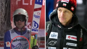 Skoki narciarskie. Na zdjęciu polski skoczek Piotr Żyła oraz trener naszej kadry Thomas Thurnbichler
