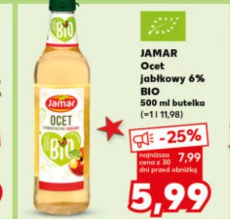 Jamar Ocet jabłkowy bio 6 % kwasowości 500 ml