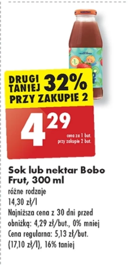 Bobo Frut Nektar owocowy jabłko truskawka po 1 roku 300 ml