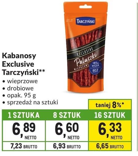 Tarczyński Kabanosy Exclusive paluszki wieprzowe 95 g