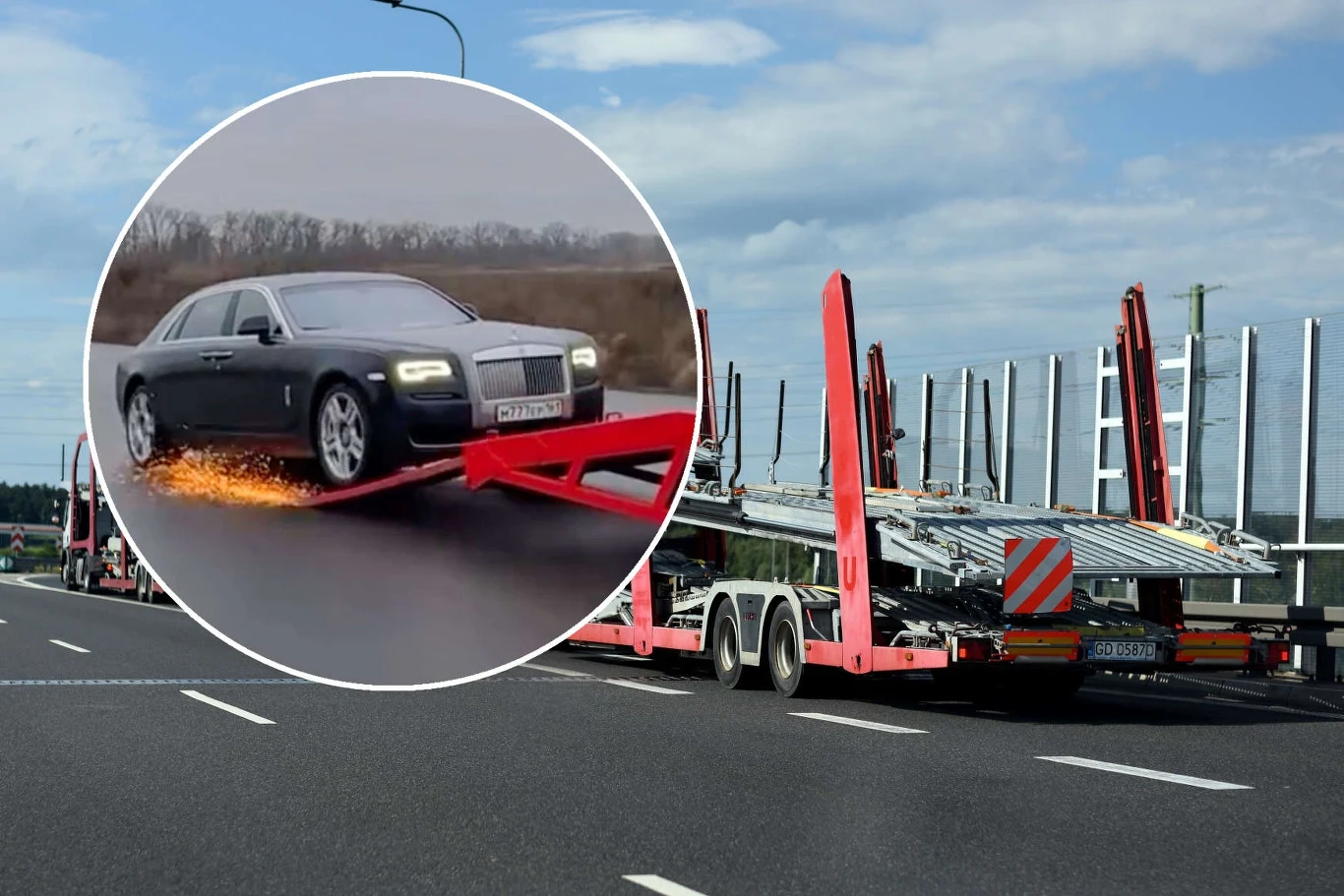 Sprawdzili, czy da się wjechać samochodem na jadącą lawetę Sprawdzili, czy da się wjechać samochodem na jadącą lawetę