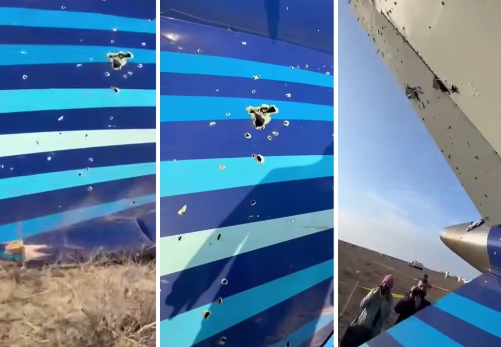 Kadry z nagrania i ślady na statecznikach wraku samolotu Kadry z nagrania i ślady na statecznikach wraku samolotu