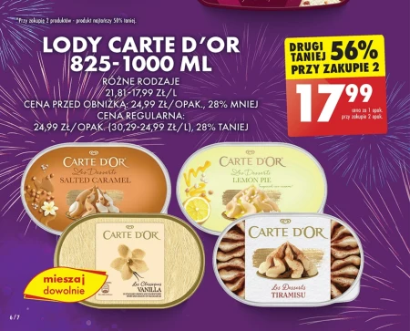 Carte D'Or Les Desserts Lody karmelowe i lody waniliowe 825 ml